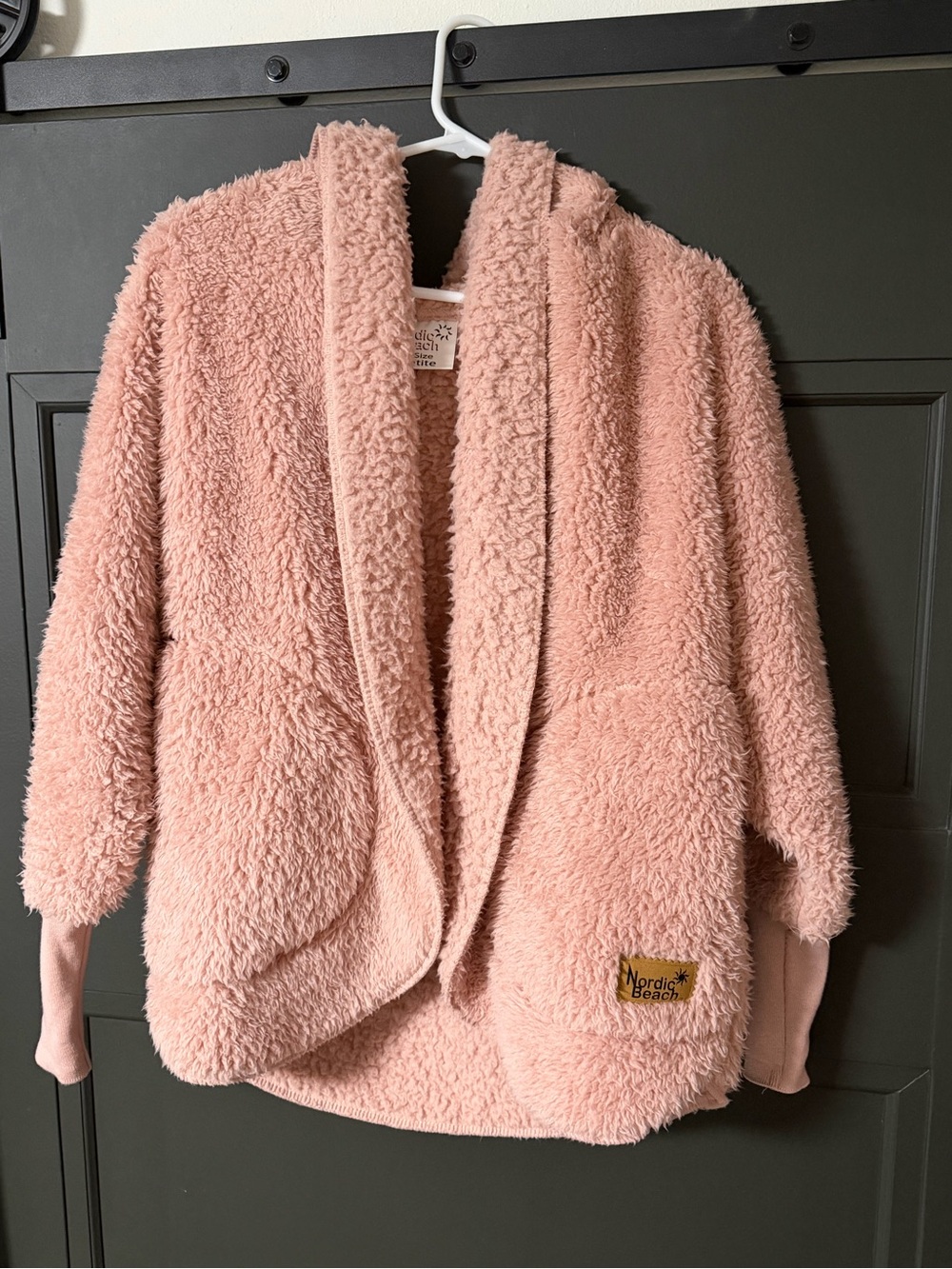 Nordic Beach Hooded Body Wrap Teddy Sherpa Cozy Fleece Jacket One Size Petite - Picture 4 of 6